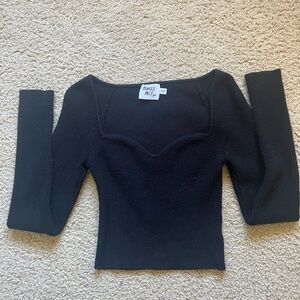 Princess Polly Black Ribbed Blouse